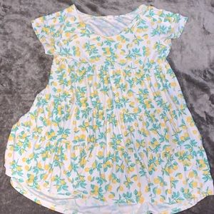 Soft Lemon-print tiered dress